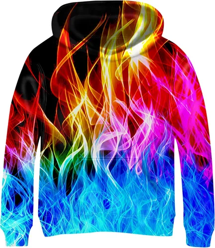 Vista 10 de Linnhoy Sudaderas con capucha para niños y niñas con estampado digital 3D de 6 a 15 años Cbai Blanco