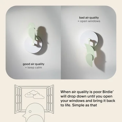 Vista 3 de Birdie 2.0 - Monitor de CO2 de Diseño para Interiores - Medidor de Calidad del Aire para Hogar y Oficina - Promueve la Salud Mental y Física - Meadow