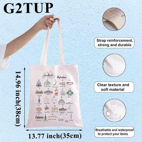 Vista 4 de G2TUP St. Louis Tote Bag St. Louis Missouri Travel Bag City Travel Gifts STL Book Bag, Bolso de mano City