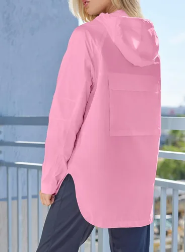 Vista 3 de Herseas Impermeable rompevientos ligero para mujer, impermeable, plegable, para exteriores, con capucha