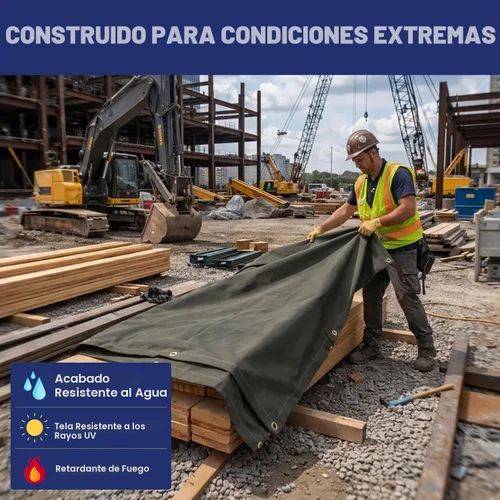 Vista 8 de Tarps Now - Lona ignífuga de 5 x 7 pies con ojales de latón, lona resistente de grado industrial de 27 mil para campamento, construcción