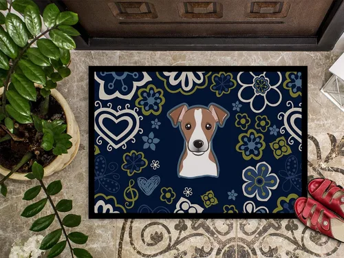 Vista 3 de Caroline's Treasures BB5111JMAT - Tapete para puerta delantera, 24 x 36 pulgadas, diseño de flores azules, para entrada, antideslizante, lavable