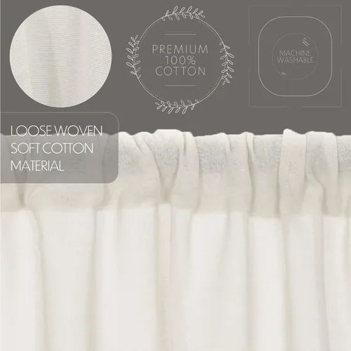 Vista 4 de VHC Brands Juego de 2 cortinas blancas antiguas con flecos, de algodón, para sala de estar o dormitorio, 63 x 36 pulgadas Anitque Blanco