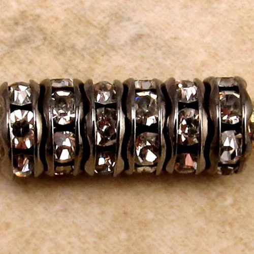 Vista 2 de Calidad rubyca 100pcs Checa vidrio Gunmetal Negro Ronda y Wavy Rondelle Spacer