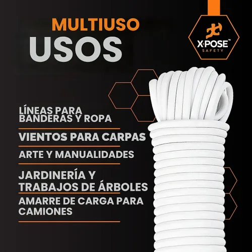 Vista 7 de Cuerda de plástico de 5/32 pulgadas x 50 pies, línea de ropa blanca para colgar y secar la ropa, línea de lavandería de plástico trenzado resistente