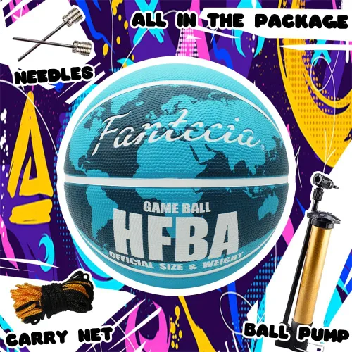 Vista 6 de Baloncesto tamaño 7 con bomba para interiores y exteriores, pelota de baloncesto de goma para jóvenes adultos, escuela, entrenamiento