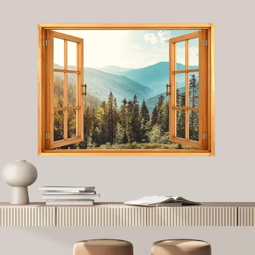 Vista 22 de SIGNWIN Adhesivo de pared removible/mural de pared para ventana, vegetación exuberante y árboles iluminados por el sol, fotografía, realismo