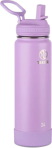 Vista 14 de Takeya Actives - Botella de agua con tapa con popote, duradera y de fácil cuidado, con aislamiento de acero inoxidable, tapa sin BPA con asa