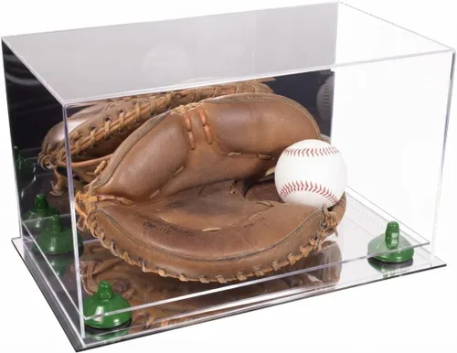 Vista 138 de Better Display Cases Vitrina de guantes de béisbol de acrílico transparente con elevadores negros (A011/V16)