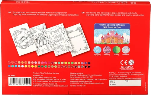 Vista 3 de Faber Castell Bolígrafos Conectores, Multicolor, paquete de 50
