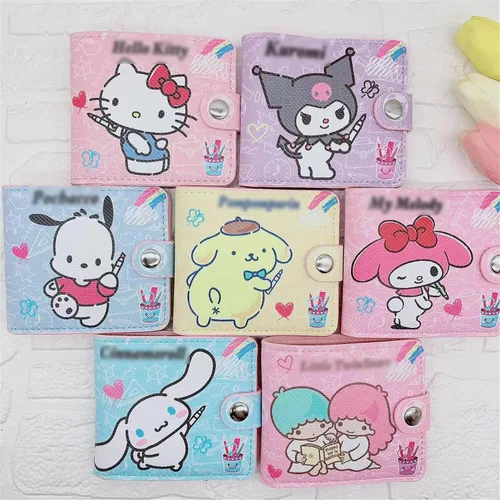 Vista 3 de COWLAT Cartera de anime con diseño de dibujos animados, Painting-P0cha Wallet, Anime