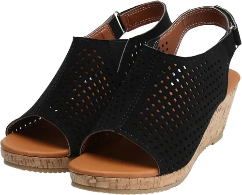 Vista 4 de JCLOCK Sandalias para mujer, casuales, de verano, con punta abierta, alpargatas, plataformas, sandalias transpirables