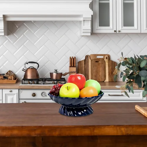 Vista 2 de Cuenco de frutas de cerámica de 9.5 pulgadas, plato decorativo para servir, bandeja de frutas o cesta de frutas para encimeras de cocina, granjas