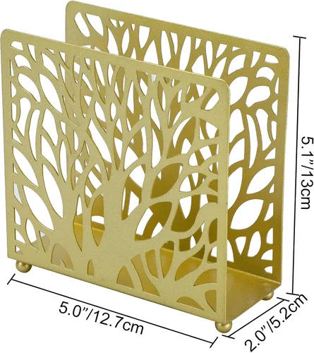 Vista 2 de Servilletero para mesa, soporte de servilletas de papel de metal dorado para facturas de correo de papel, adecuado para el hogar, restaurante