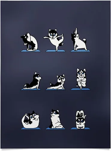 Vista 12 de Society6 Huebucket - Póster de yoga de bulldog inglés, 18 x 24 pulgadas, color azul Bulldog Inglés Yoga