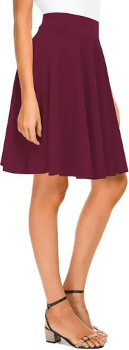 Vista 7 de Urban CoCo Women's Basic Midi Skirt Versatile Stretchy Flared Casual High Waisted Skirt Negro