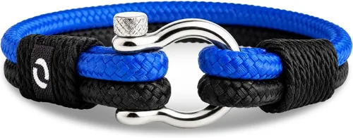 Vista 8 de Pulsera de cuerda para hombre, grillete plateado de acero inoxidable, extremadamente duradera y resistente a los arañazos, impermeable, hecha a Beige