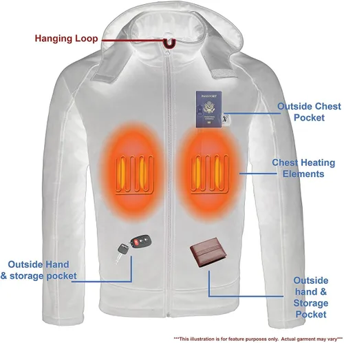 Vista 7 de Nexgen Heat Mens Soft Shell Heated Zipper Front Jacket WDetachable Hood