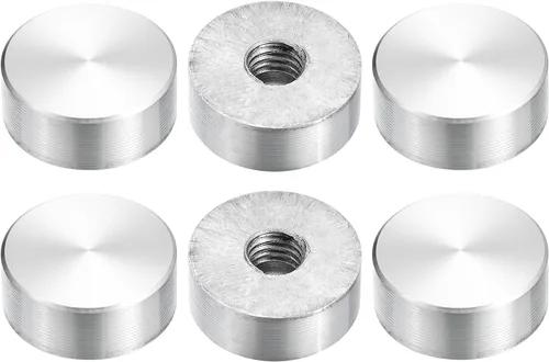 Vista 52 de uxcell M6 Rosca 0.787 in de diámetro de forma redonda de aluminio disco hardware 1pcs, aluminio círculo disco vidrio adaptador superior para mesa