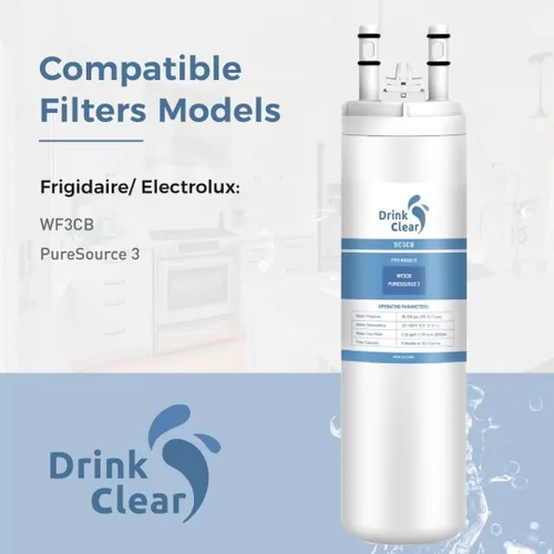 Vista 4 de WF3CB - Filtro de agua de repuesto para Pure Source 3, WF3CB, 706465, 242086201, 242069601, 242017800 Agua y hielo, altura de 9 pulgadas, paquete