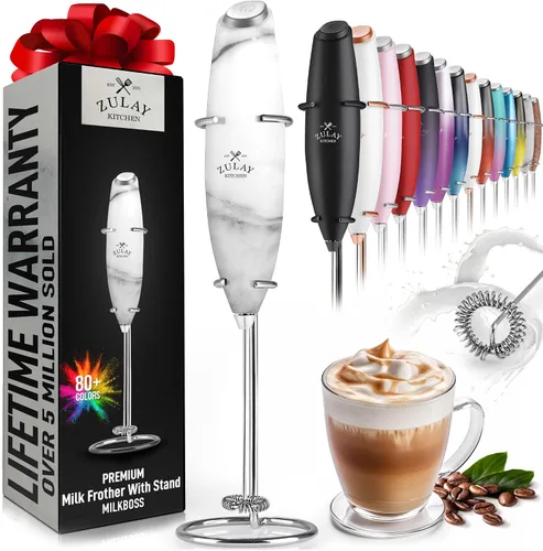Vista 516 de Zulay Milk Boss Espumador de leche potente manual, hace espuma para latte, batidor para mezclar bebidas, café, miniespumador para capuchino, frappé