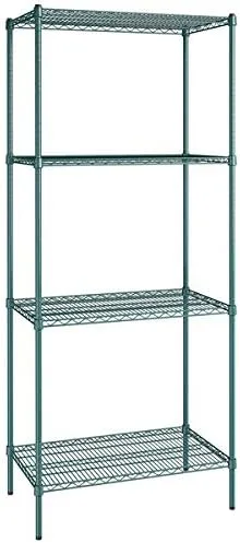 Vista 26 de Kit de 4 estantes de epoxi verde NSF de 21 x 72 pulgadas con postes de 86 pulgadas, estantería de almacenamiento resistente, kit de estantería