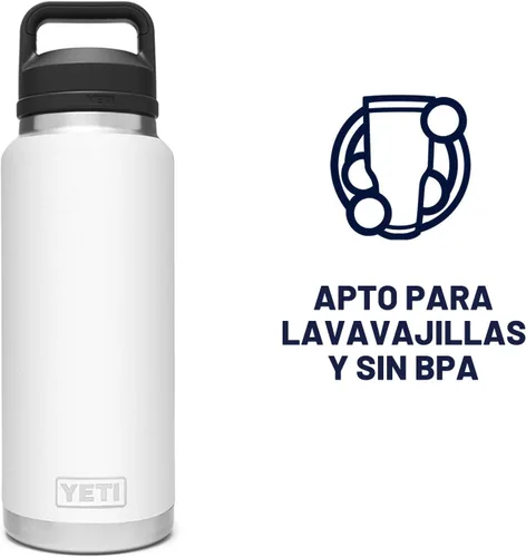 Vista 6 de YETI Rambler - Botella de 36 onzas, aislada al vacío, a prueba de fugas, de acero inoxidable con tapón para sorbos Aislamiento al vacío Azul marino