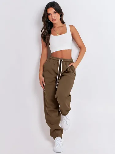 Vista 6 de ANRABESS Pantalones deportivos holgados de forro polar de cintura alta para mujer, pantalones deportivos Y2K para adolescentes y niñas
