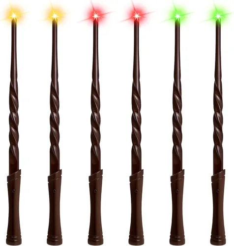 Vista 7 de EZVYAO Varita mágica iluminada con 4 luces y sonidos de color, paquete de 6 varitas de juguete de bruja iluminadoras para fiestas de niños, cosplay
