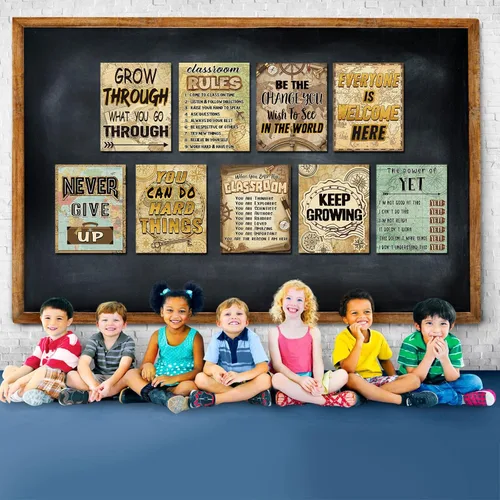 Vista 6 de Seajan 9 carteles de tablón de anuncios de Viaje al mapa, cita inspiradora del mundo, decoración de pared, letrero motivacional de estudios sociales