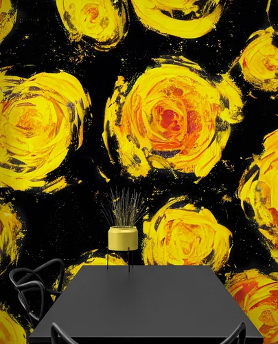 Vista 3 de Papel tapiz de flores para guardería, papel tapiz de flores para habitación de niñas. Papel tapiz de flores para habitación de niñas. Papel tapiz
