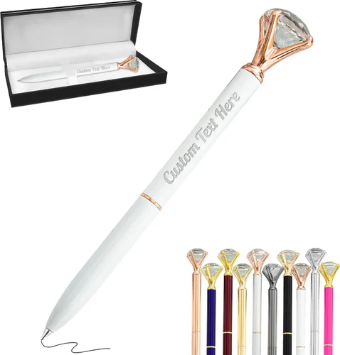 Vista 65 de Aolun 10 bolígrafos de diamantes con cristal personalizados a granel, bolígrafo de metal personalizado con nombre grabado, regalos de texto