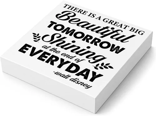 Vista 3 de Inspirational Quote Wooden Box Sign Desk Decor for Home Office Shelf Beautiful