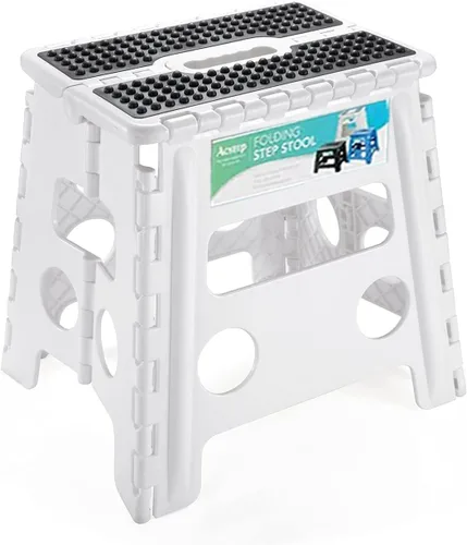 Vista 35 de ACSTEP Taburete plegable de 9 pulgadas, capacidad de 300 libras, taburetes plegables de plástico para niños y adultos, taburete plegable adecuado