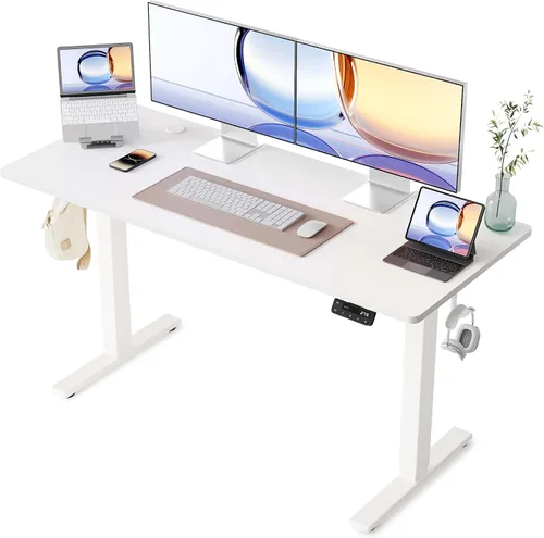 Vista 14 de YIHAYO Escritorio eléctrico de pie, escritorio de pie de 48 x 24 pulgadas con tablero de empalme, escritorio de pie para sentarse, mesa de Marco
