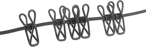 Vista 4 de ALINNA Tendedero portátil retráctil negro, resistente al viento, con 12 pinzas para la ropa para secar en interiores, accesorios de campamento al
