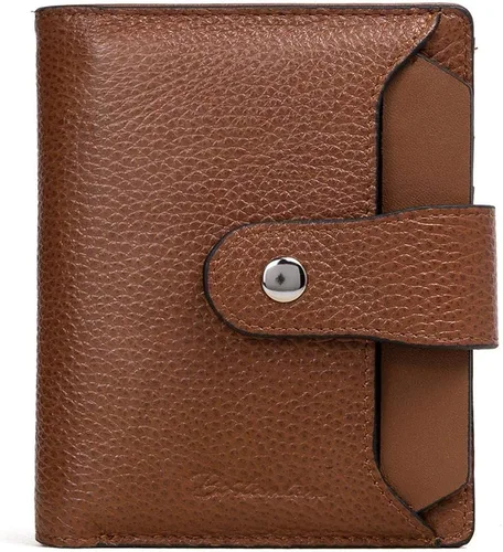 Vista 10 de BOSTANTEN Cartera de piel para mujer, con bloqueo RFID, pequeña, plegable, con bolsillo con cremallera, tarjetero, con ventana de identificación