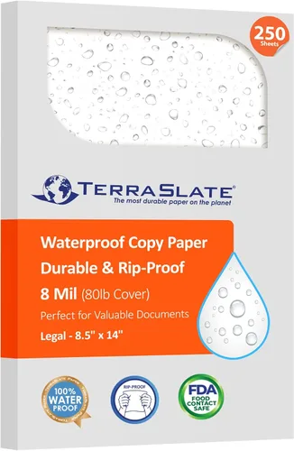 Vista 8 de TerraSlate Papel impermeable – 8 milésimas de pulgada de grosor 8.5 x 14 pulgadas, compatible con papel para impresora láser, papel blanco a prueba