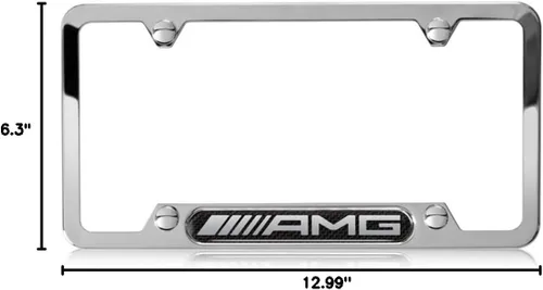 Vista 2 de Genuinamente Mercedes Benz AMG Marco para Placa de Acero Inoxidable con Detalles de Fibra de Carbono