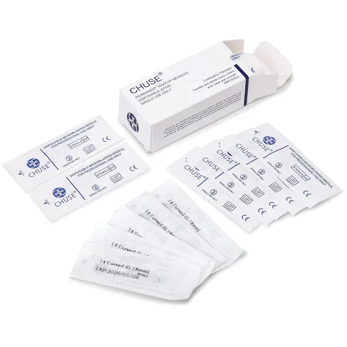 Vista 5 de CHUSE 14 Curvado 50pcs 0.007 in Nano Mircoblading Aguja Maquillaje Permanente Manual Ceja Tatuaje Aguja
