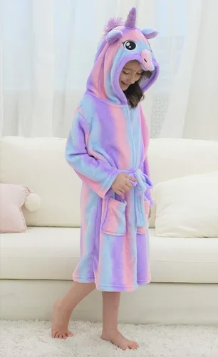 Vista 6 de Doctor Unicorn - Bata de baño suave con capucha de unicornio, ropa de dormir - Regalo de unicornio para niñas