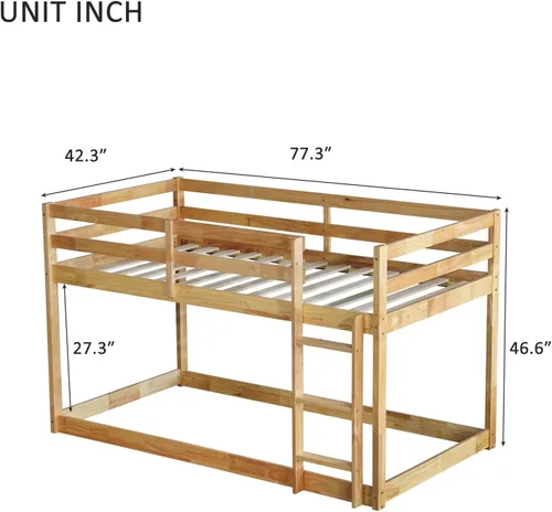 Vista 23 de Twin Size Bunk Bed with Panelled Headboard and Footboard, Antique Dark Oak Antique Oak