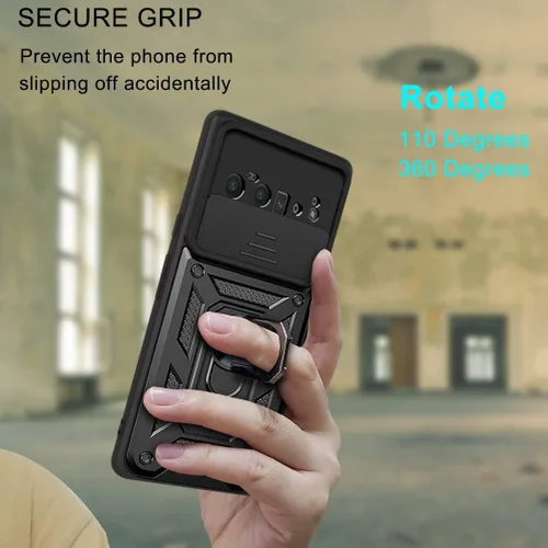 Vista 6 de Funda para Google Pixel 6A, funda de TPU + PC de grado militar para Google Pixel 6A, soporte integrado, diseño de doble capa, funda de protección