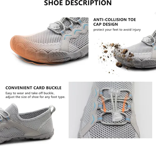 Vista 4 de Teemie Zapatos de agua para hombre y mujer, de secado rápido, zapatos deportivos para surf, kayak, caminar, senderismo