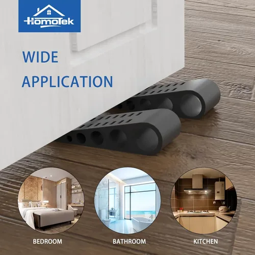 Vista 6 de HOMOTEK Paquete de 2 topes de puerta de goma con forma de cuña para puertas de puerta, protectores de pared para piso e parte inferior de la puerta