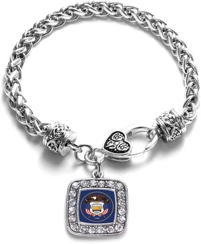 Vista 210 de Pulsera de dijes cuadrados de plata con joyería de circonita cúbica