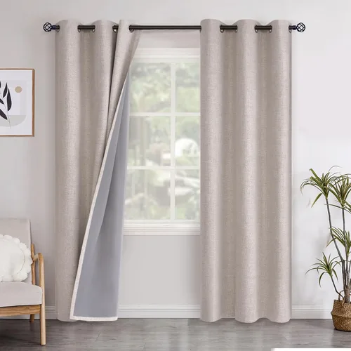 Vista 20 de YoungsTex Cortinas opacas de lino gris para dormitorio, 38 x 45 pulgadas, cortinas texturizadas con bloqueo de calor y luz completa, persianas