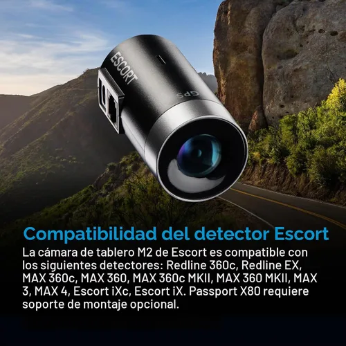Vista 5 de Escort M2 Smart Dash Cam (1080P) + soporte Escort EZ Mag para detectores de radar