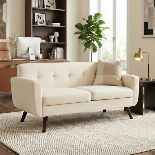Vista 7 de Tbfit Sofá de dos plazas, sofás de estilo de mediados de siglo, sofá pequeño de bouclé para sala de estar, dormitorio, oficina, muebles tapizados