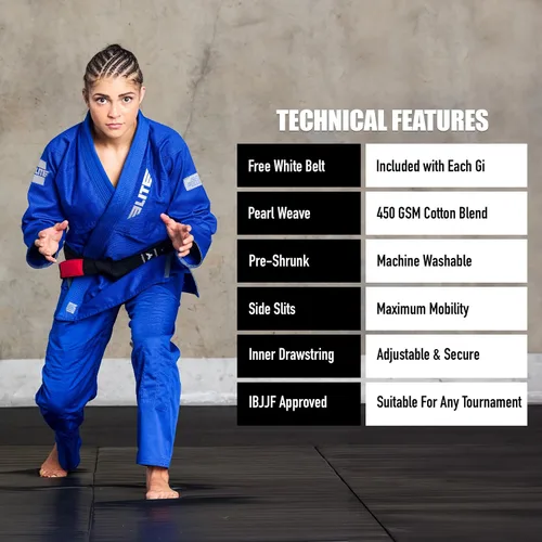 Vista 6 de Elite Sports Ultra ligero BJJ GI para mujer - IBJJF Jiu-Jitsu GI para niñas y mujeres (consulte la guía especial de tallas)